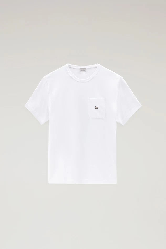 T-Shirt in Puro Cotone con Taschino / Bianco - Ideal Moda