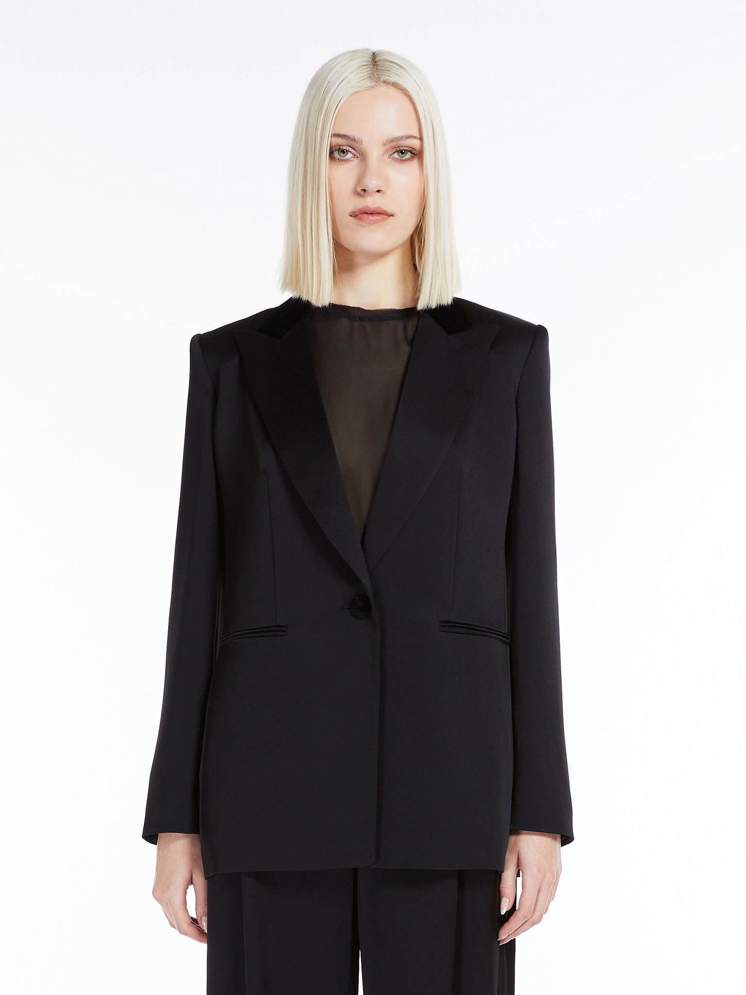 Giacca Monopetto in Envers Satin / Nero - Ideal Moda