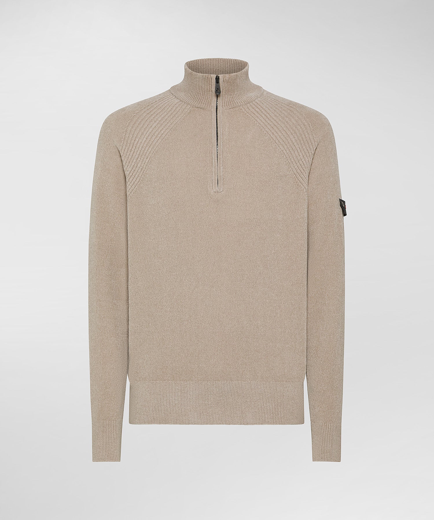 Maglia Mezza Zip in Ciniglia Rasata / Beige