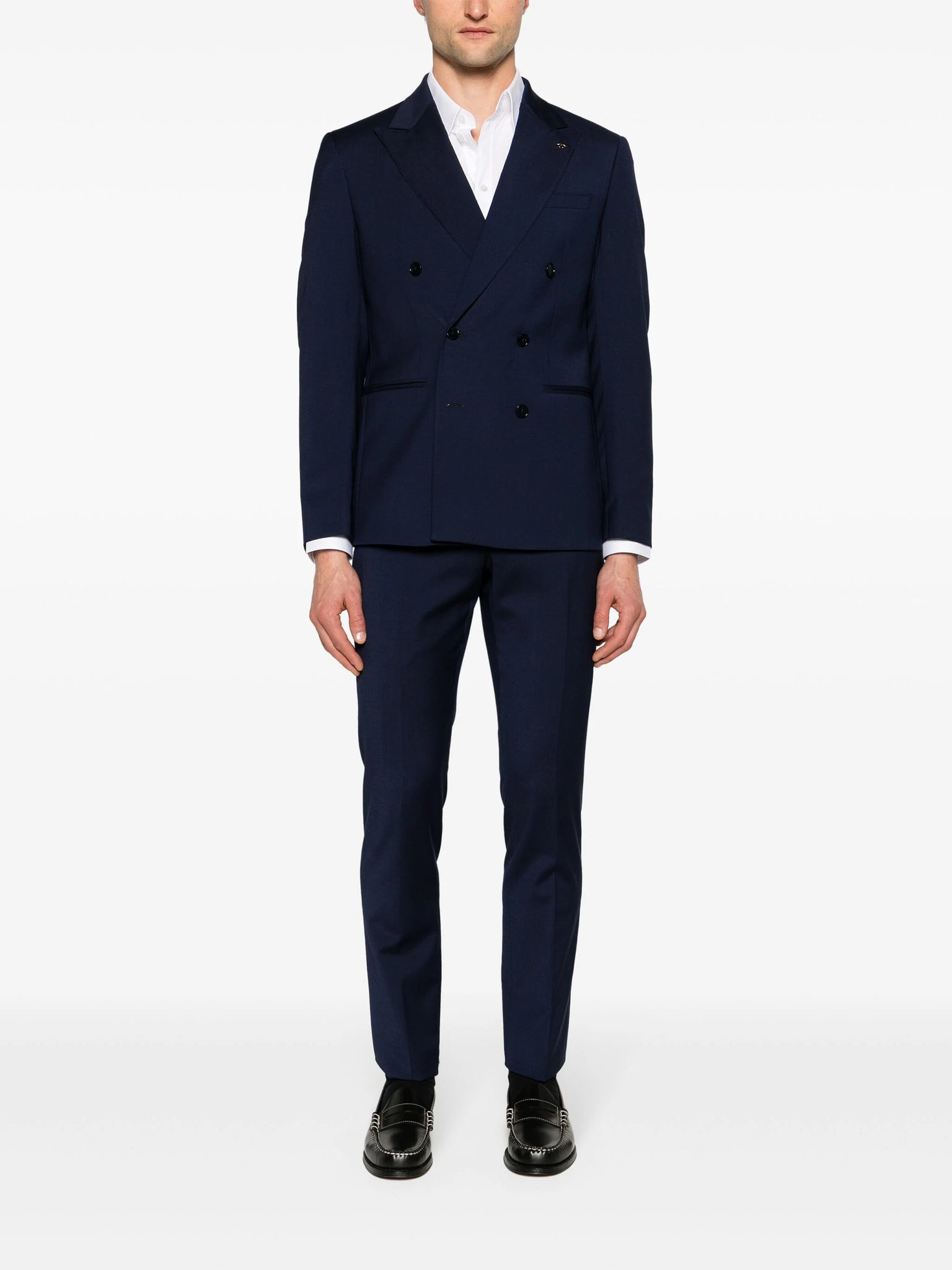 Abito Doppiopetto con Revers a Punta / Blu - Ideal Moda