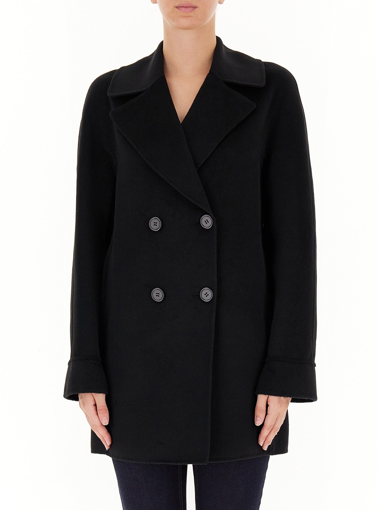 Cappotto Doppiopetto / Nero - Ideal Moda