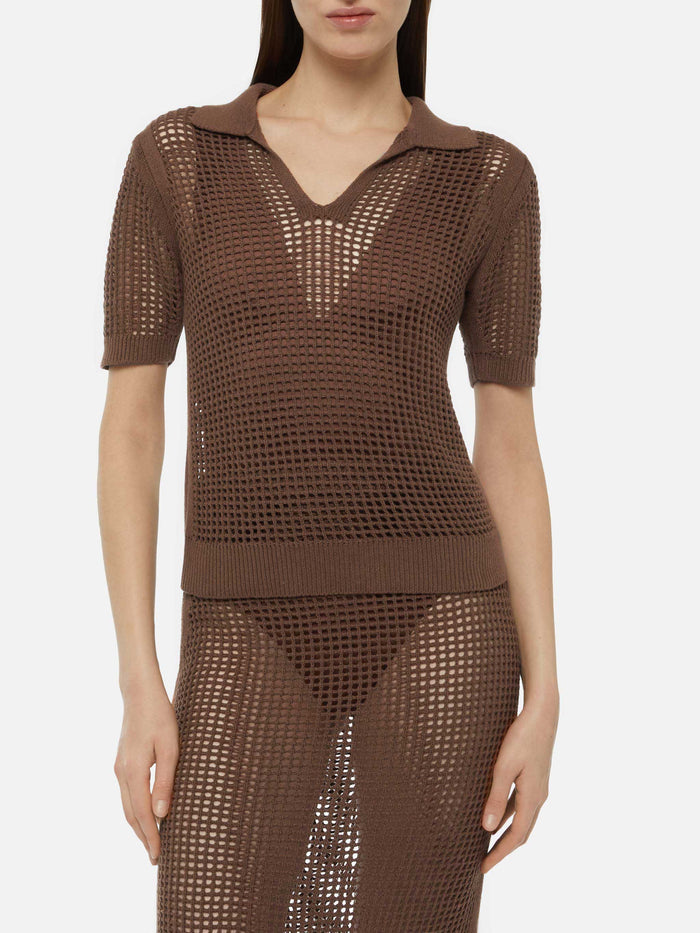 Polo Flora in Rete Crochet / Marrone - Ideal Moda