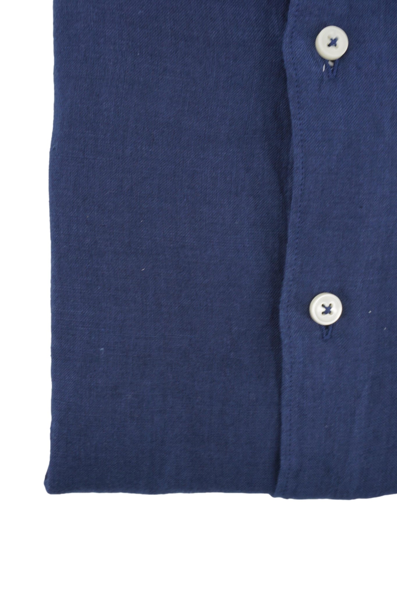 Camicia in Lino con Collo alla Coreana / Blu - Ideal Moda