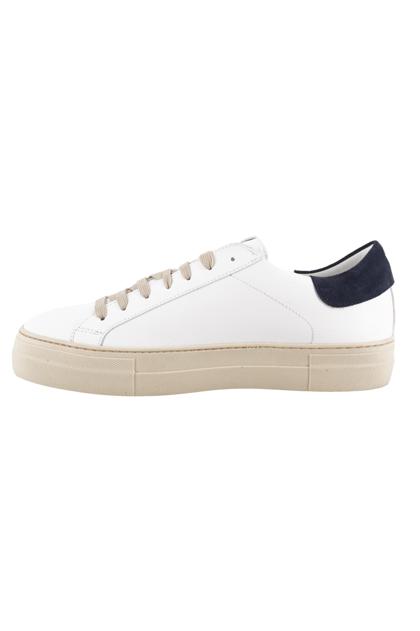Sneaker in Pelle con Tab Blu / Bianco - Ideal Moda