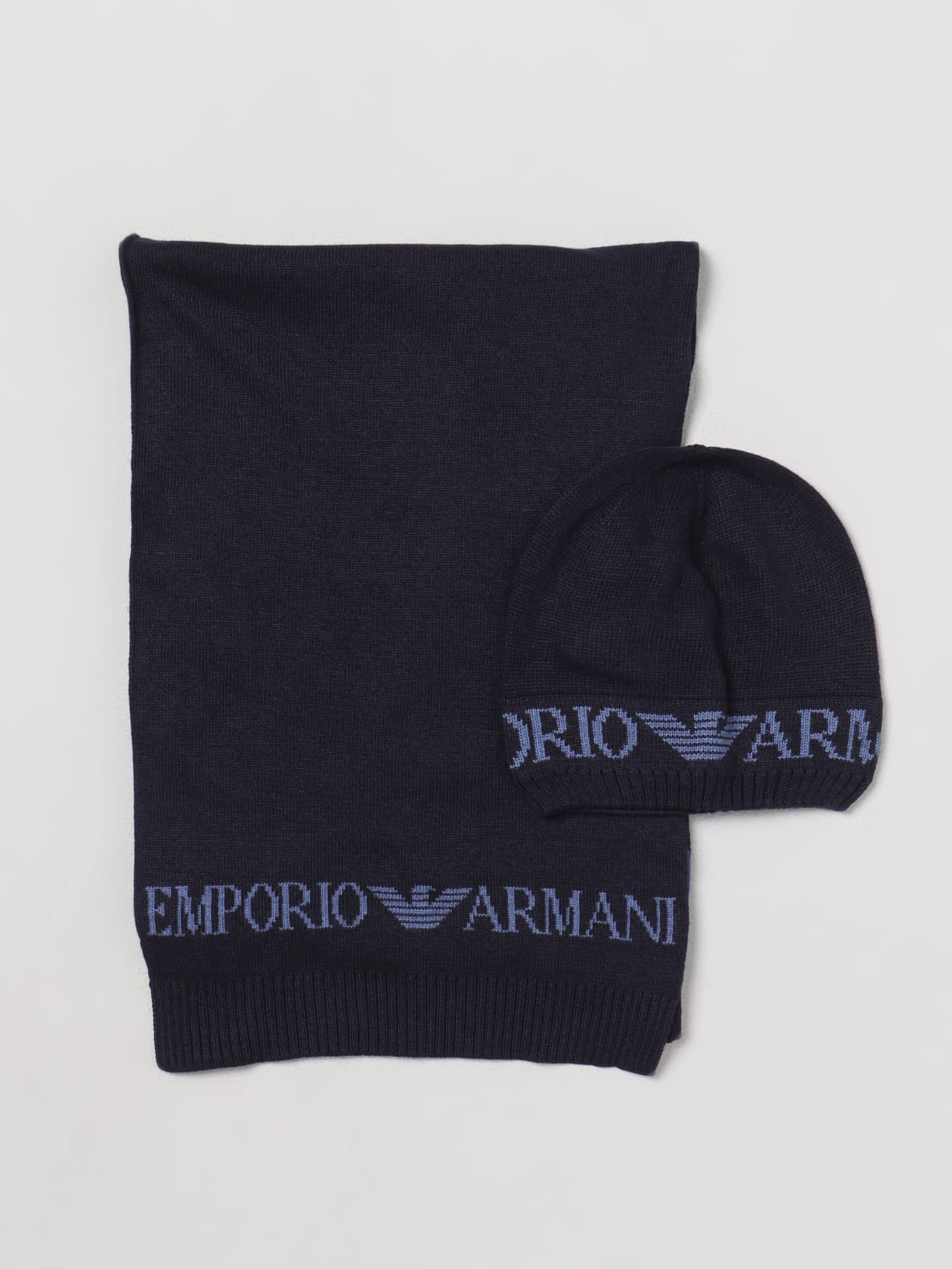 Set Cappello e Sciarpa con Logo / Blu - Ideal Moda