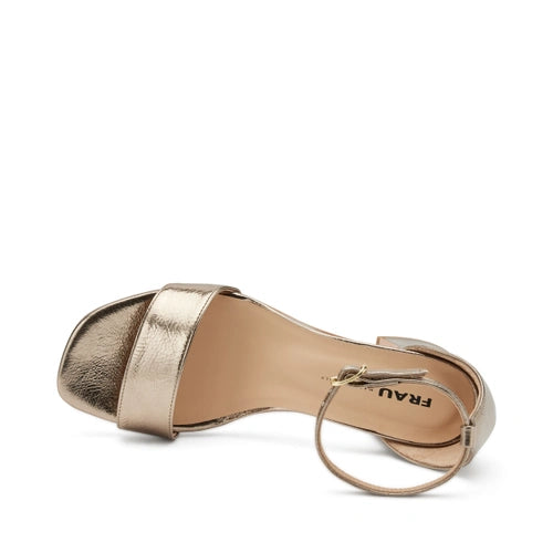 Sandalo con Tacco in Pelle Laminata / Oro - Ideal Moda