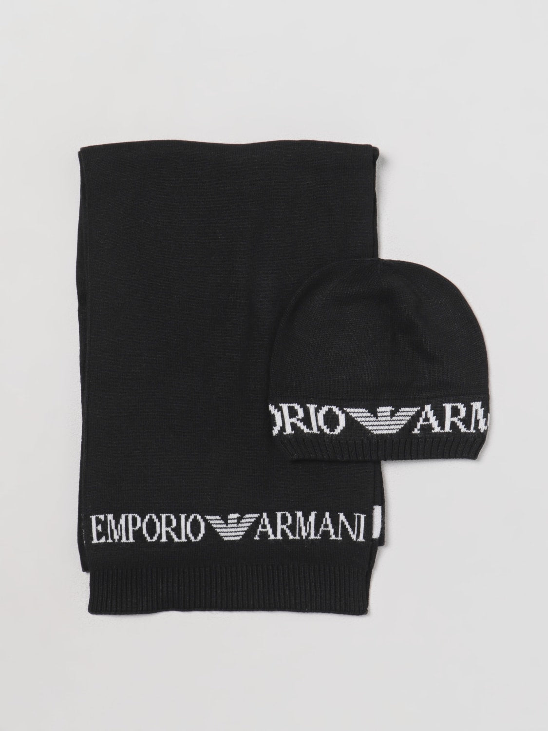Set Cappello e Sciarpa con Logo / Nero - Ideal Moda