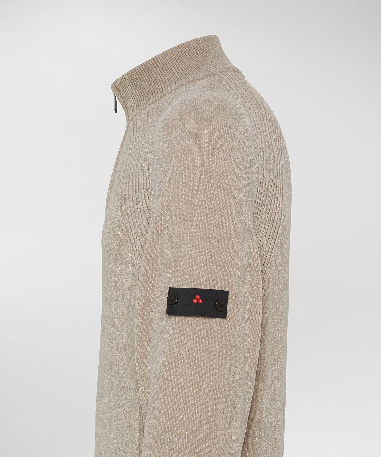 Maglia Mezza Zip in Ciniglia Rasata / Beige