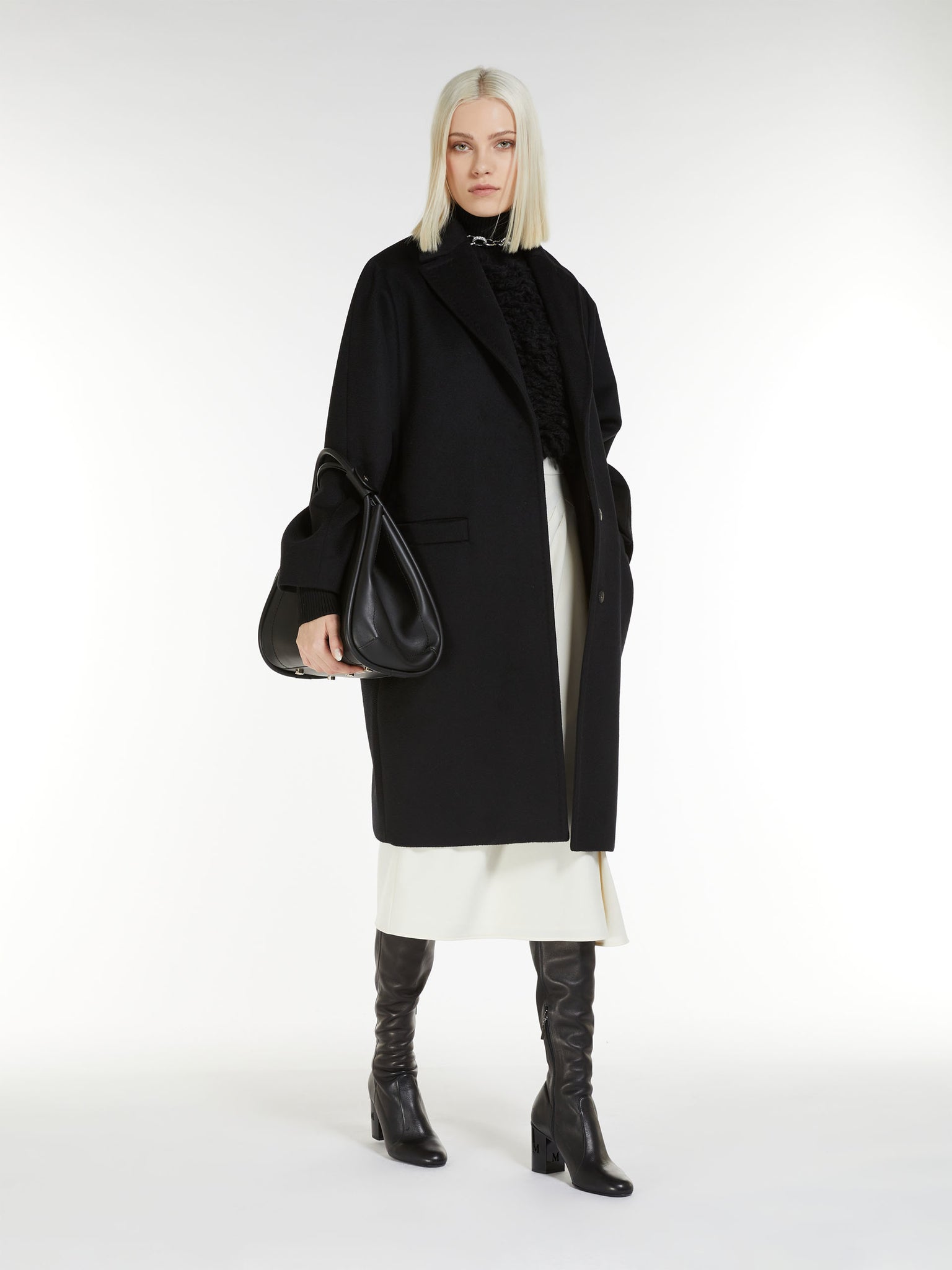 Cappotto Monopetto in Lana / Nero - Ideal Moda