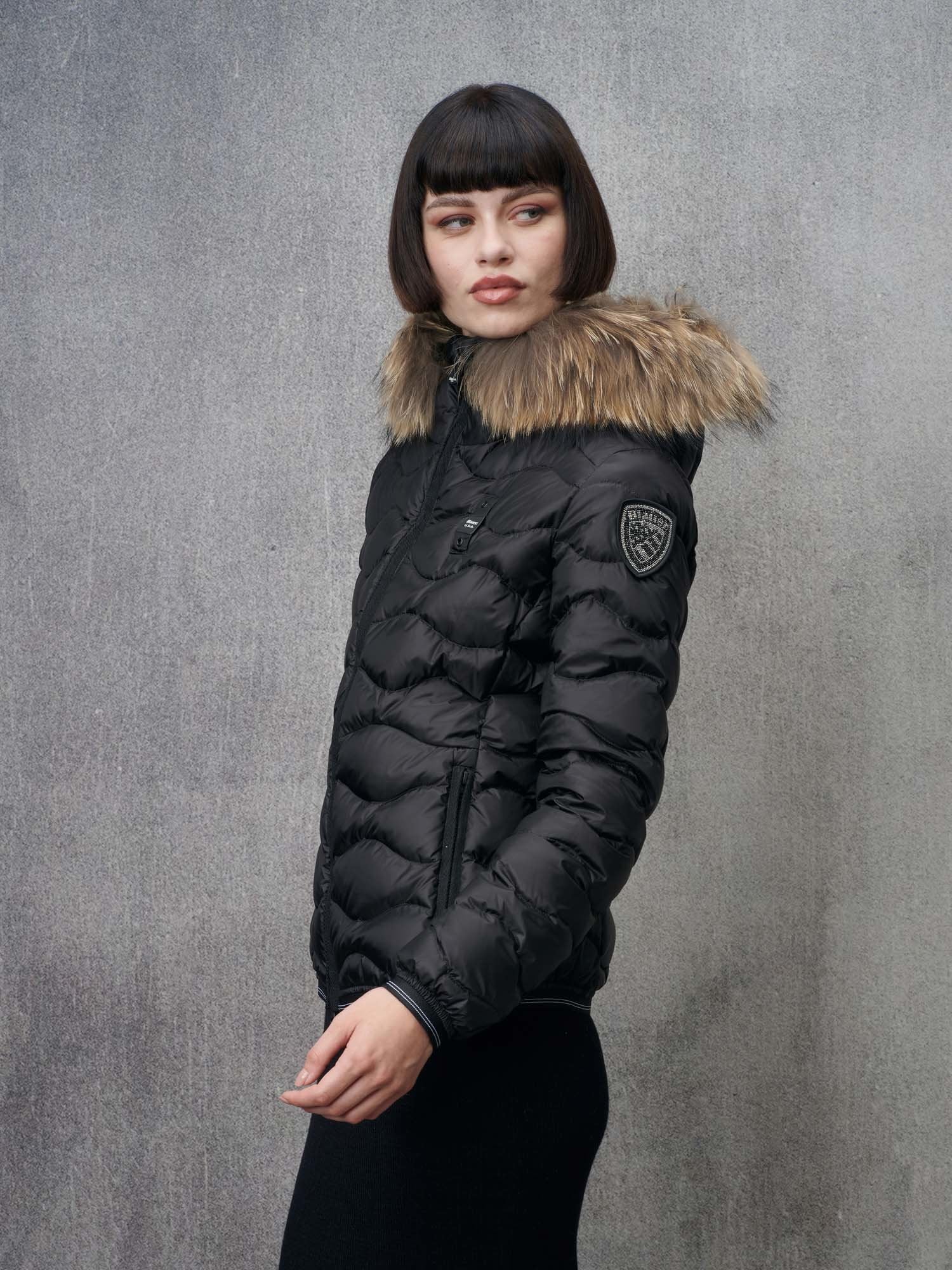 Piumino con Bordo in Pelliccia Aldie / Nero - Ideal Moda