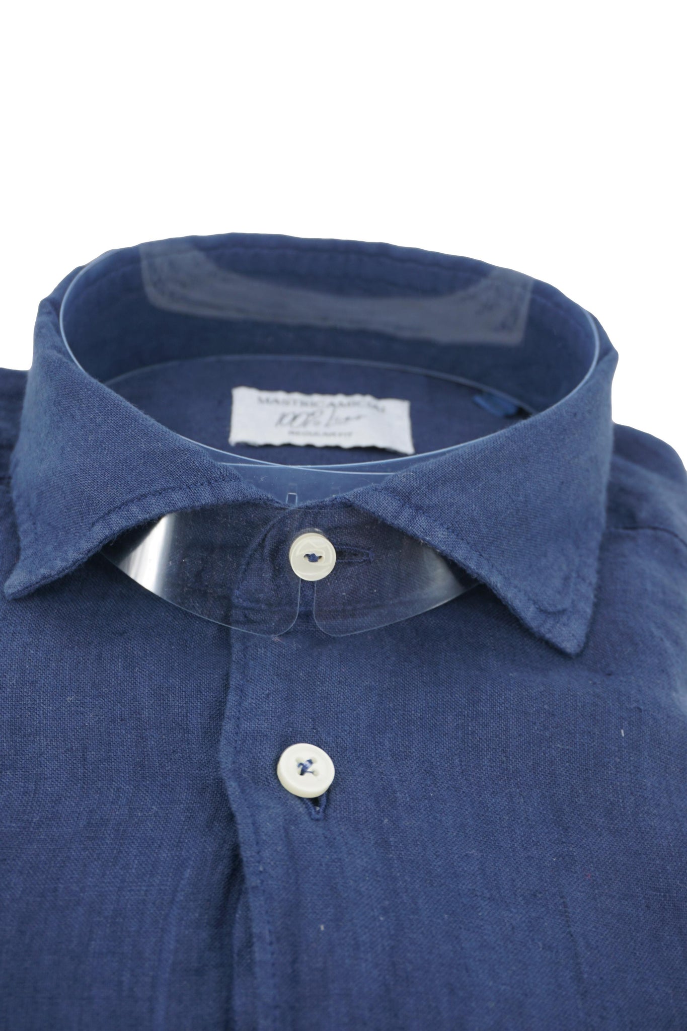 Camicia in Lino con Collo Morbido / Blu - Ideal Moda