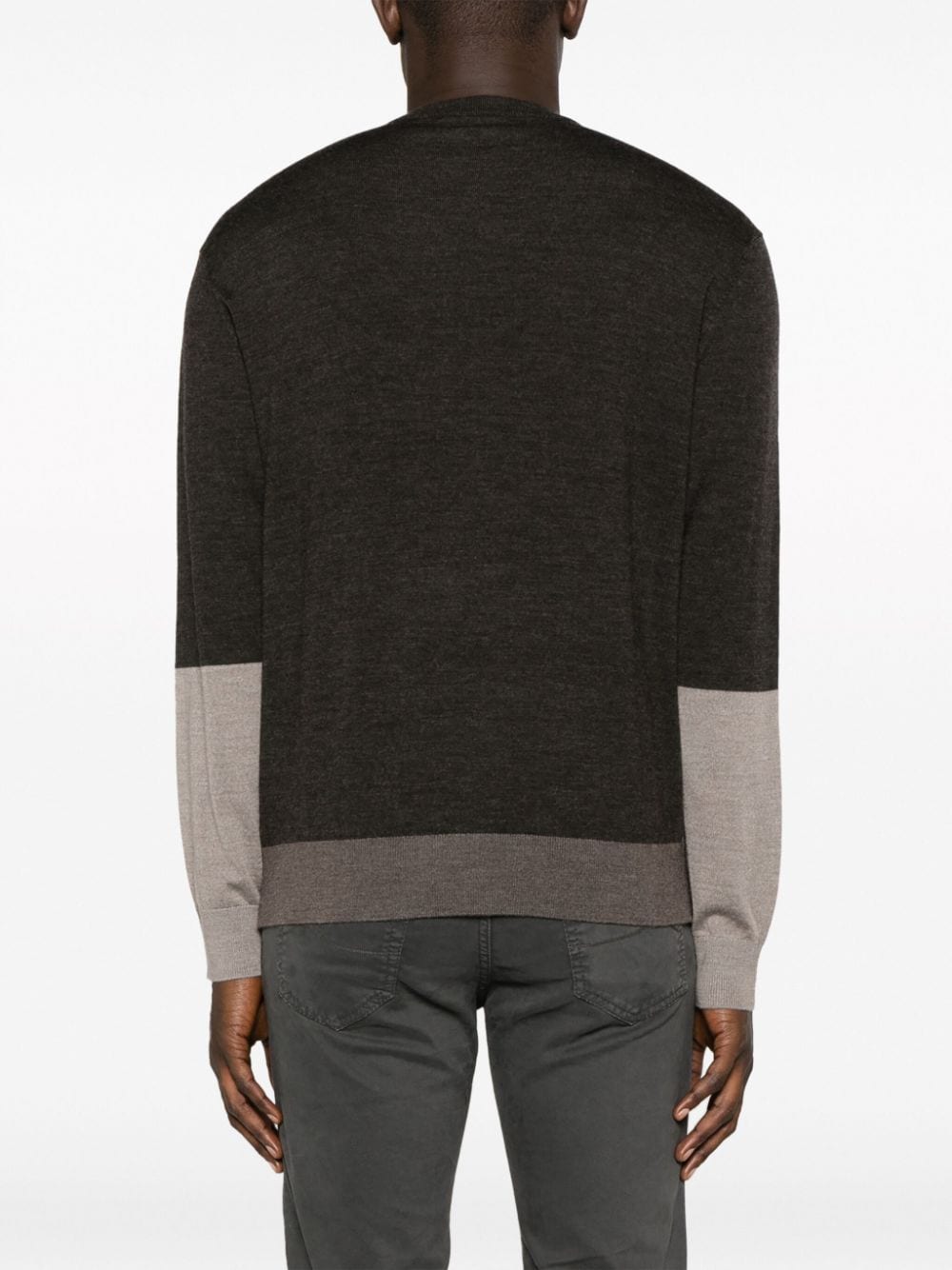 Maglia Girocollo Color-Block / Marrone - Ideal Moda