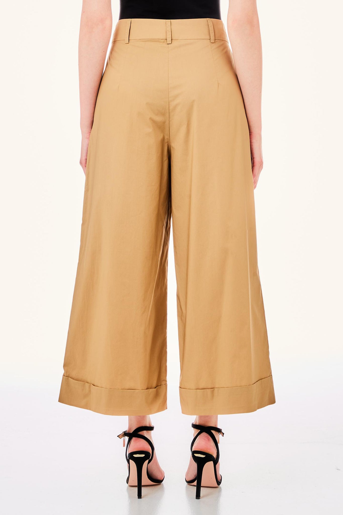 Pantalone a Palazzo in Cotone / Beige - Ideal Moda