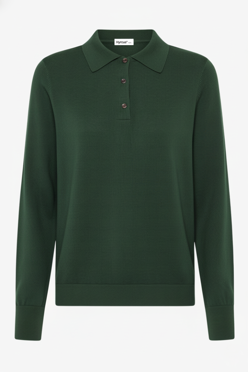 Maglia Polo in Lana Merino Extrafine / Verde - Ideal Moda