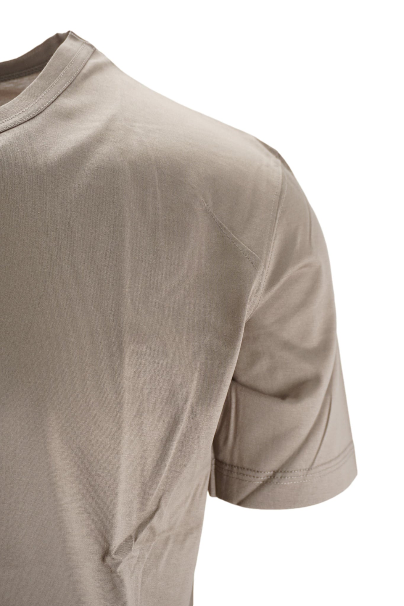 T-Shirt in Jersey Lucido di Cotone / Beige - Ideal Moda