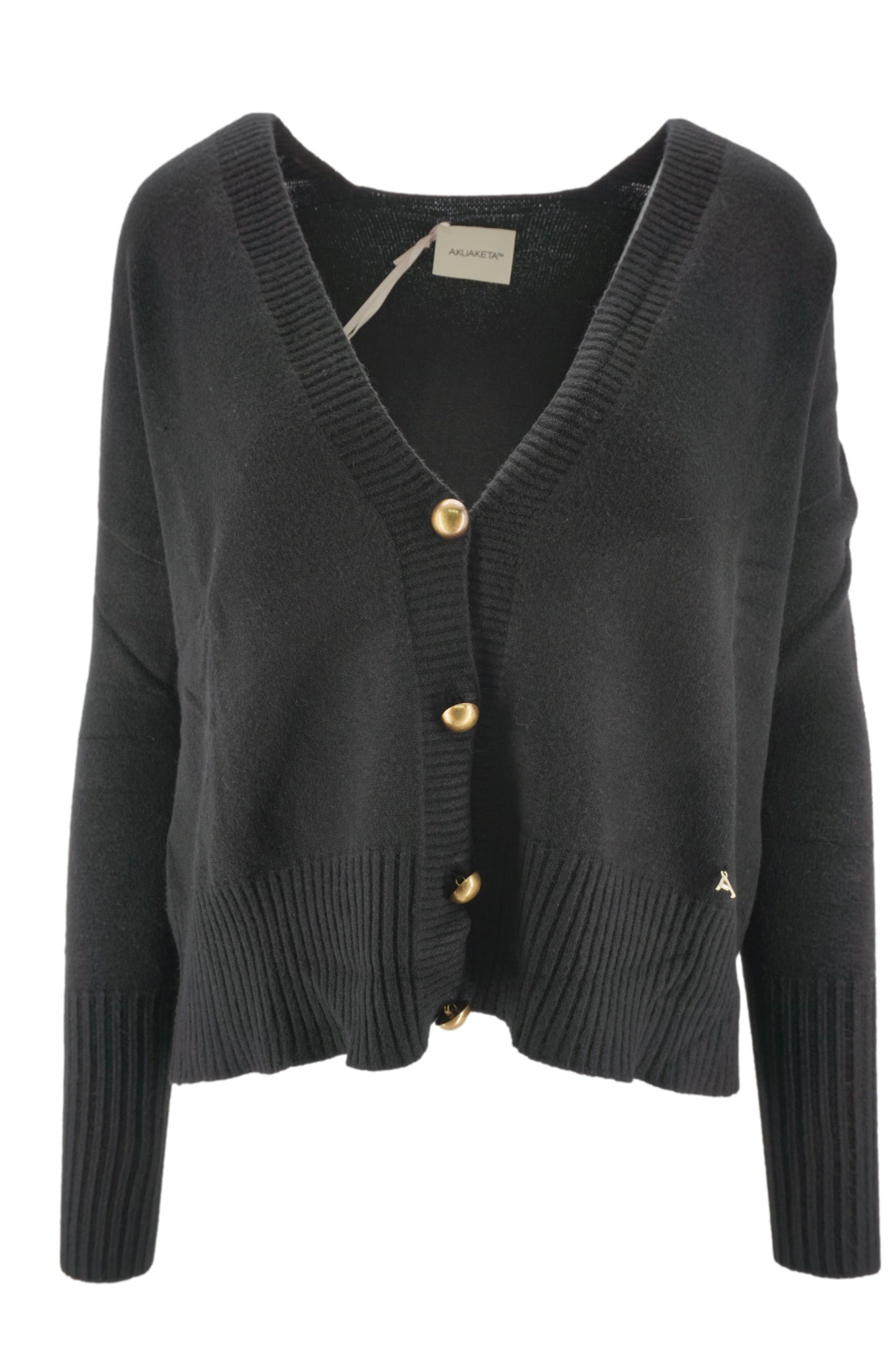 Cardigan con Bottoni a Contrasto / Nero - Ideal Moda