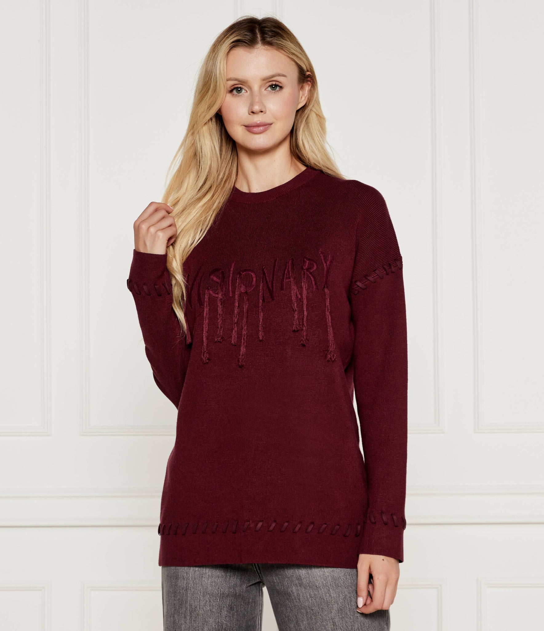 Maglia con Dettagli Rotture / Bordeaux - Ideal Moda