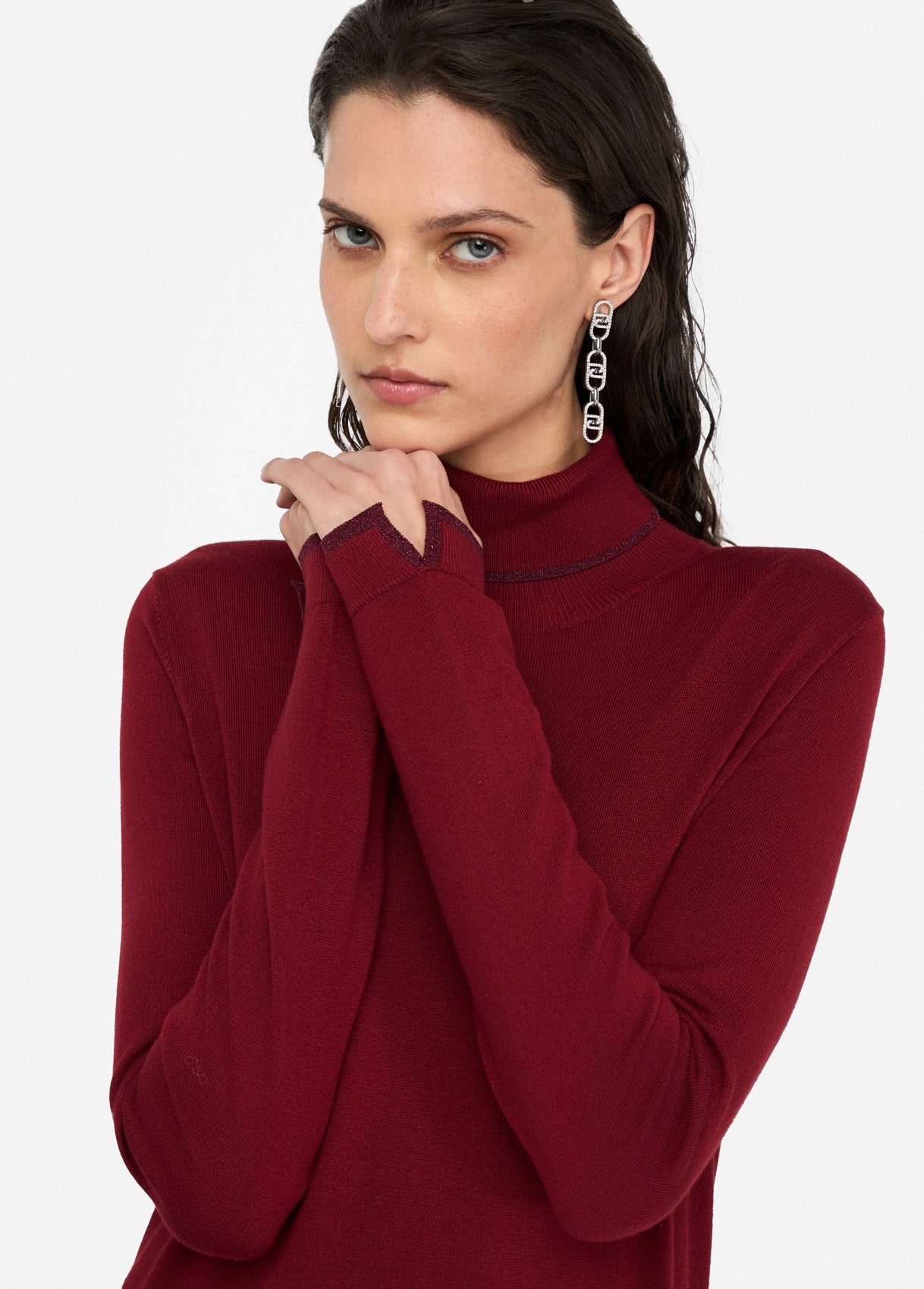 Dolcevita con Dettagli in Lurex / Bordeaux