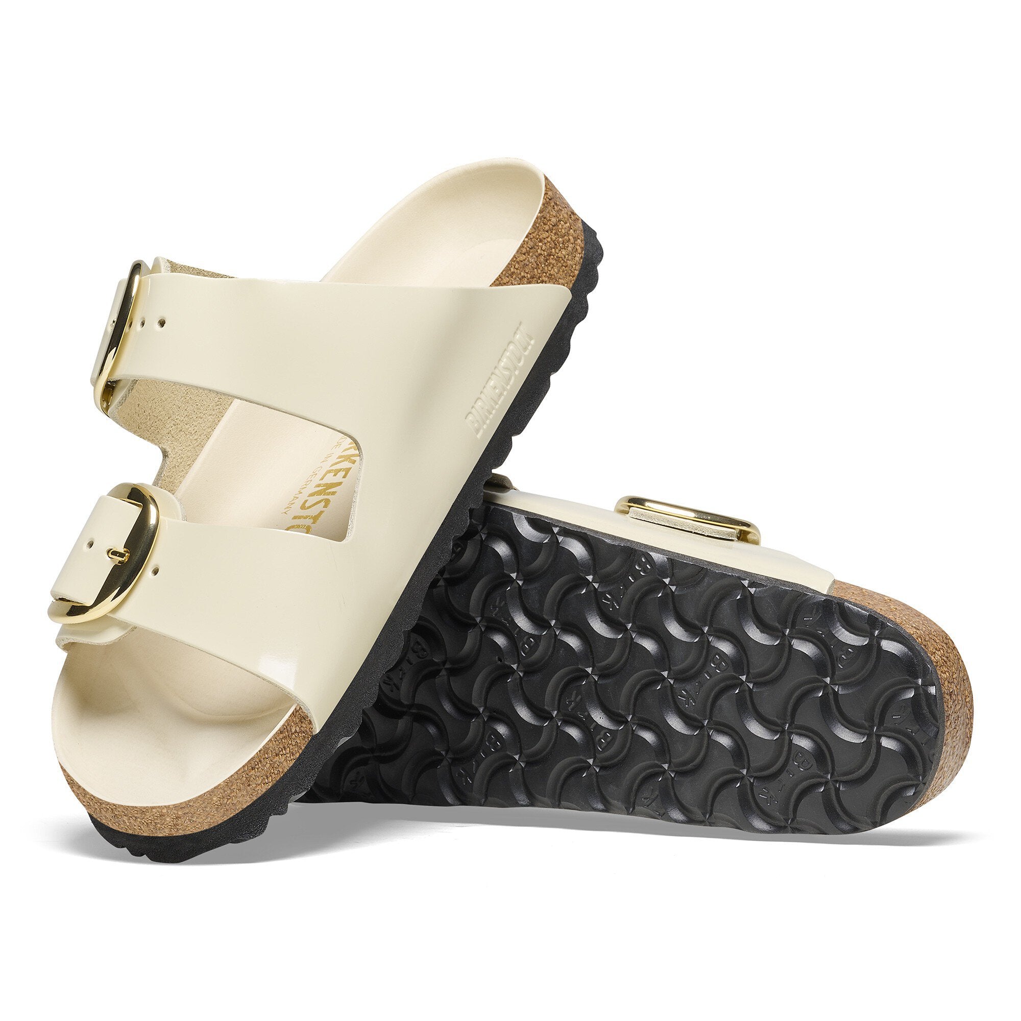 Sandalo Arizona Big Buckle in Pelle Vernice / Avorio - Ideal Moda