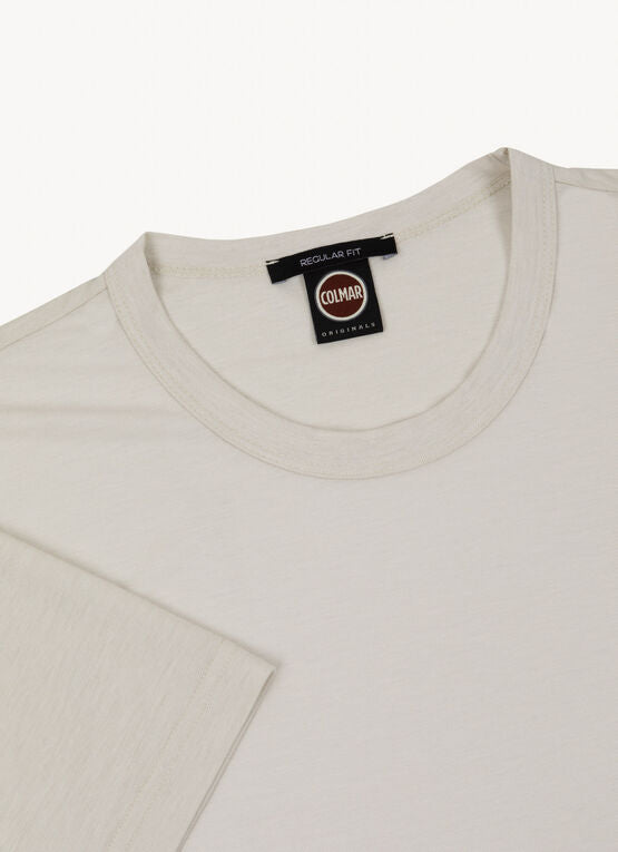 T-Shirt Girocollo in Oxford / Beige - Ideal Moda