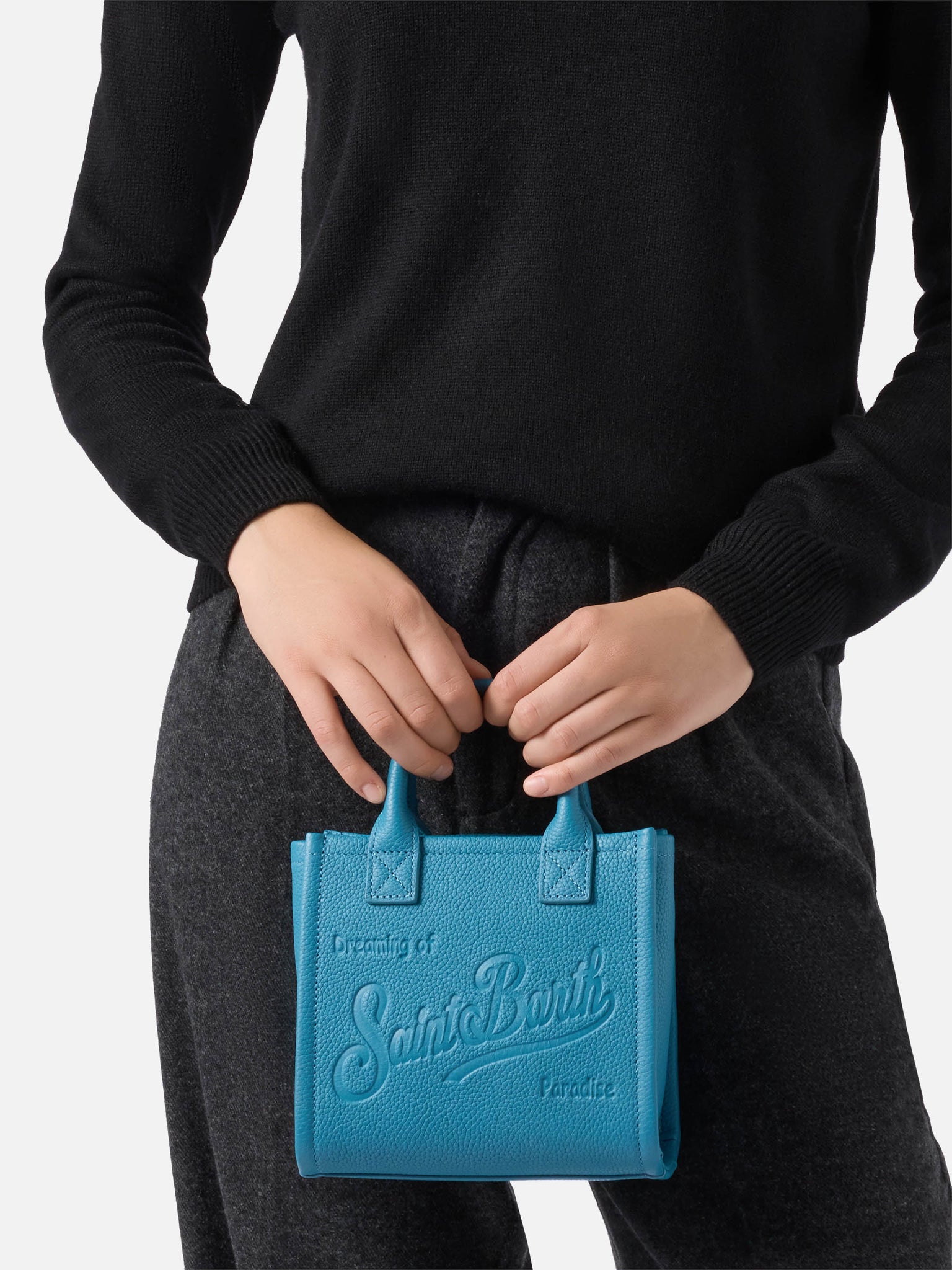 Borsa a Spalla Vanity Mini in Pelle / Azzurro