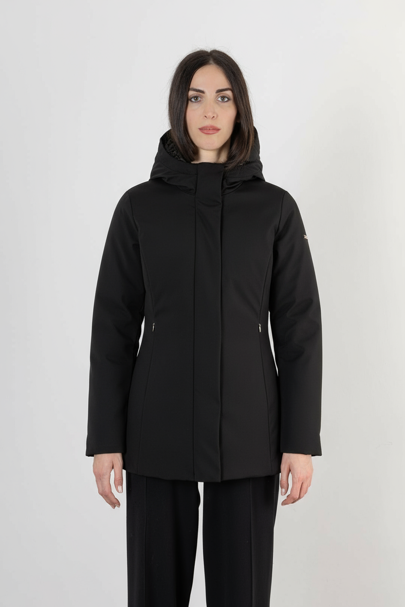 Giubbino in Softshell con Capuccio / Nero