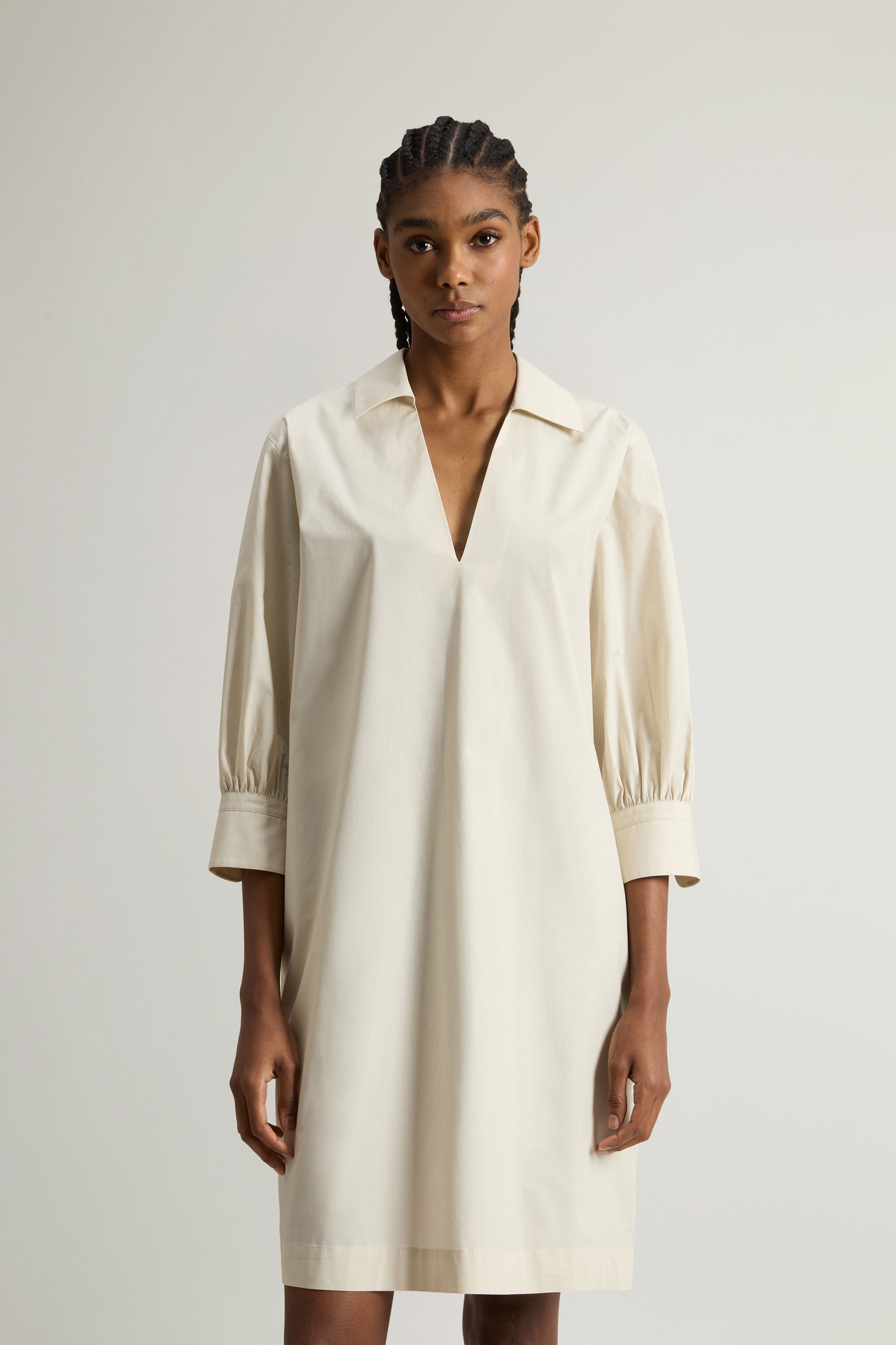 Vestito in Popeline di Puro Cotone / Beige - Ideal Moda