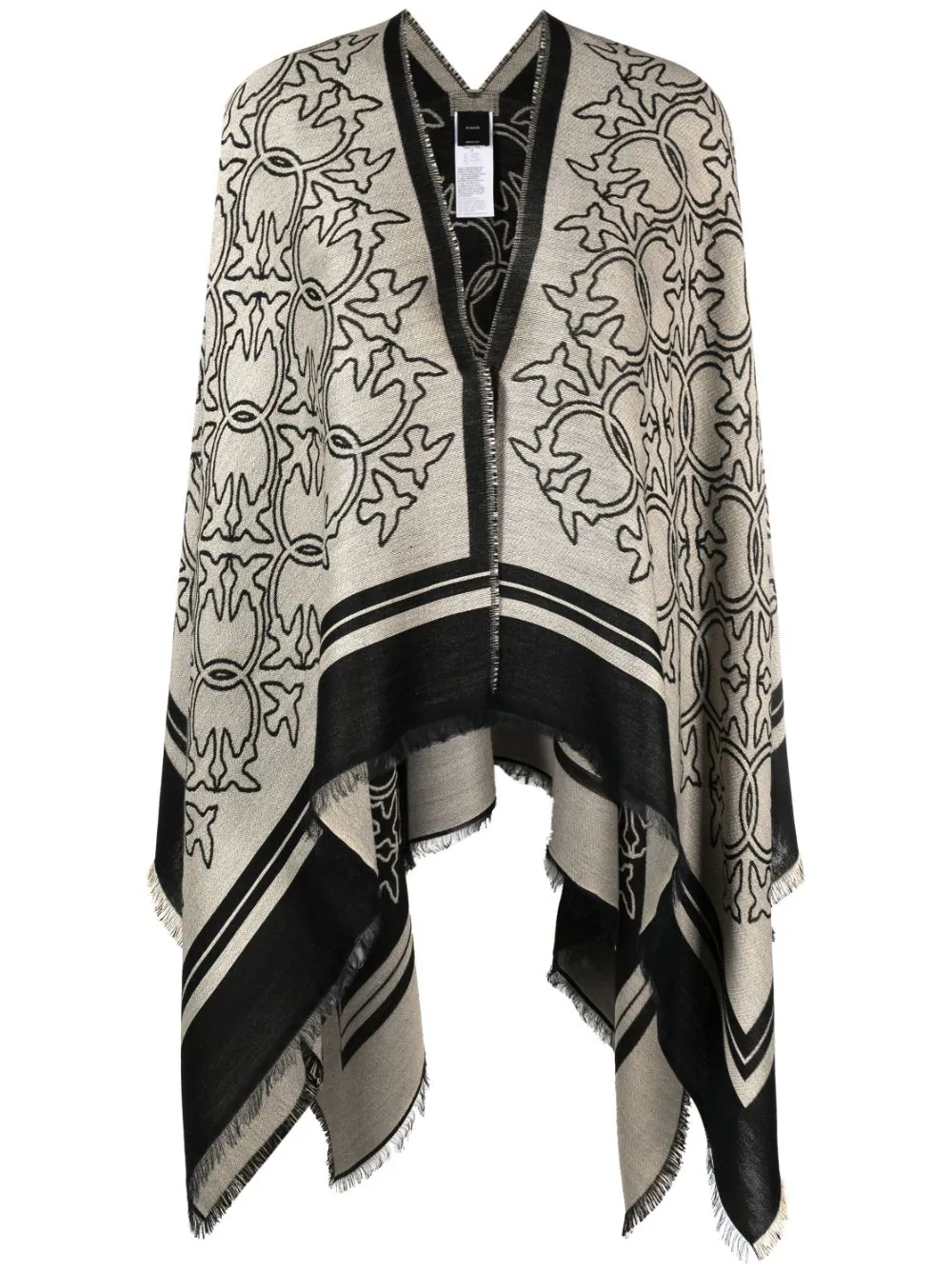 Poncho in Misto Lana con Logo All Over / Bianco - Ideal Moda