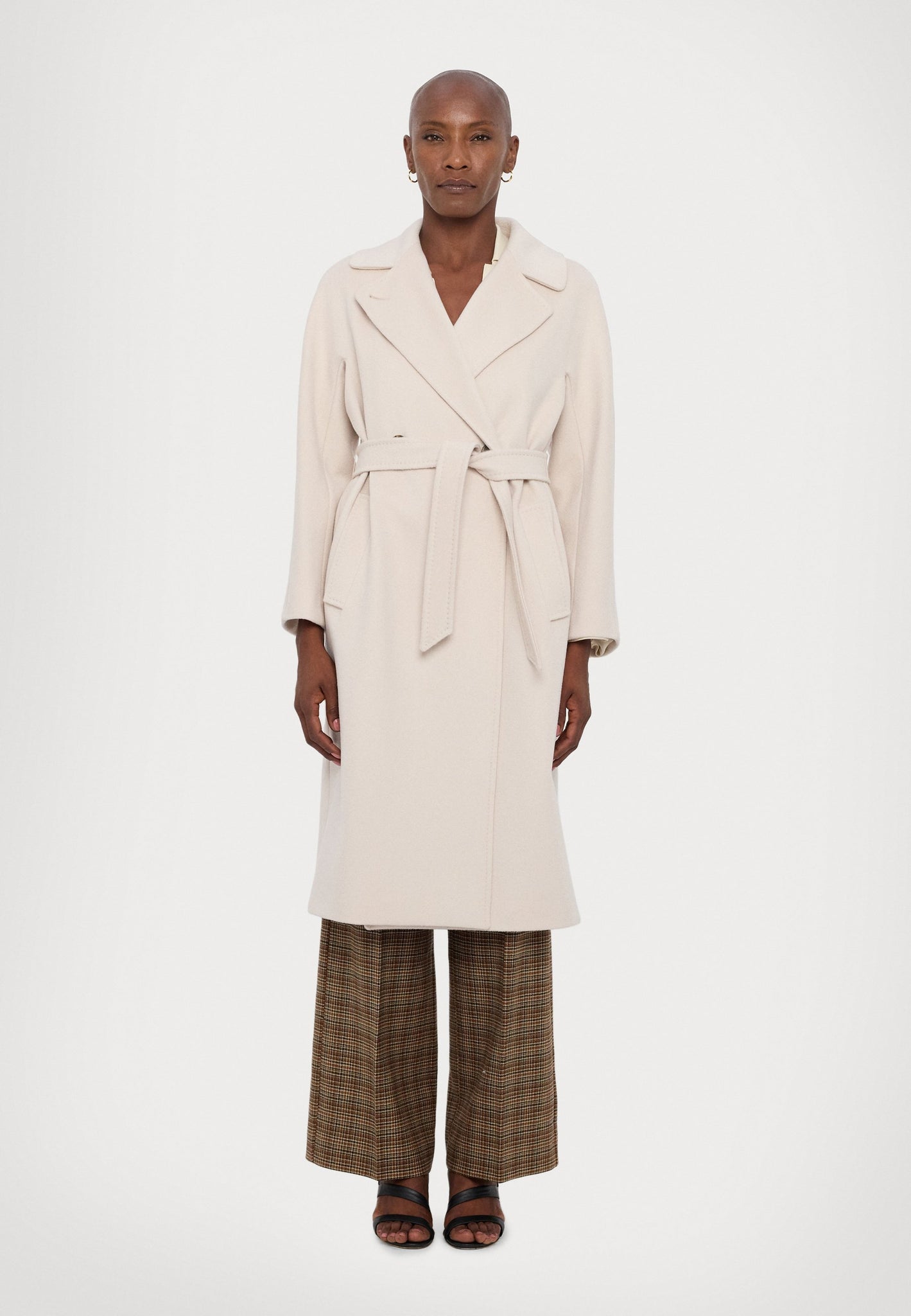 Cappotto in Lana con Cintura / Panna - Ideal Moda