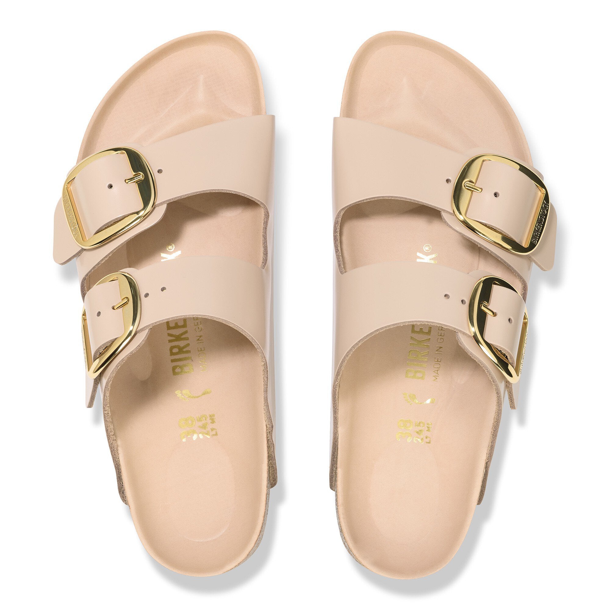Sandalo Arizona Big Buckle in Pelle Vernice / Beige - Ideal Moda