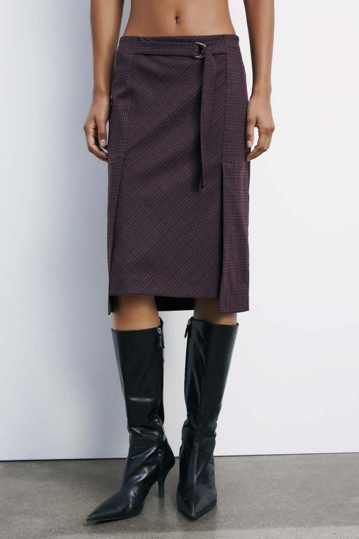 Gonna Midi con Fantasia / Bordeaux - Ideal Moda