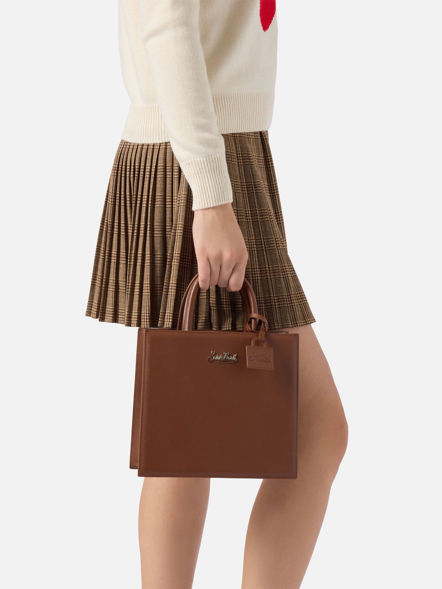 Borsa a Mano Midi in Pelle / Cuoio