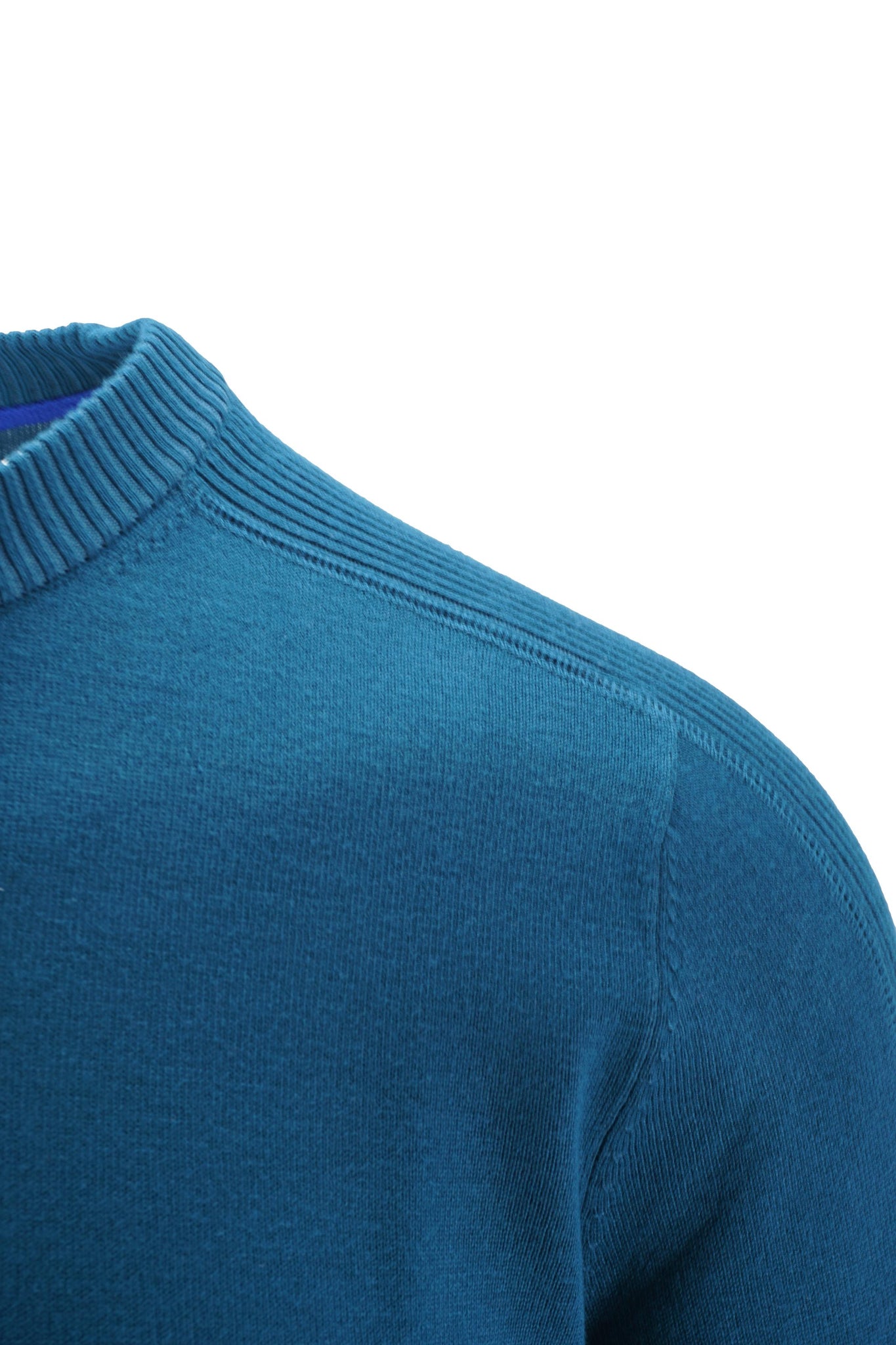 Maglia Girocollo con Dettagli a Costine / Petrolio - Ideal Moda
