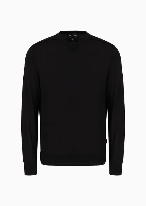 Maglione Girocollo in Misto Lana / Nero - Ideal Moda