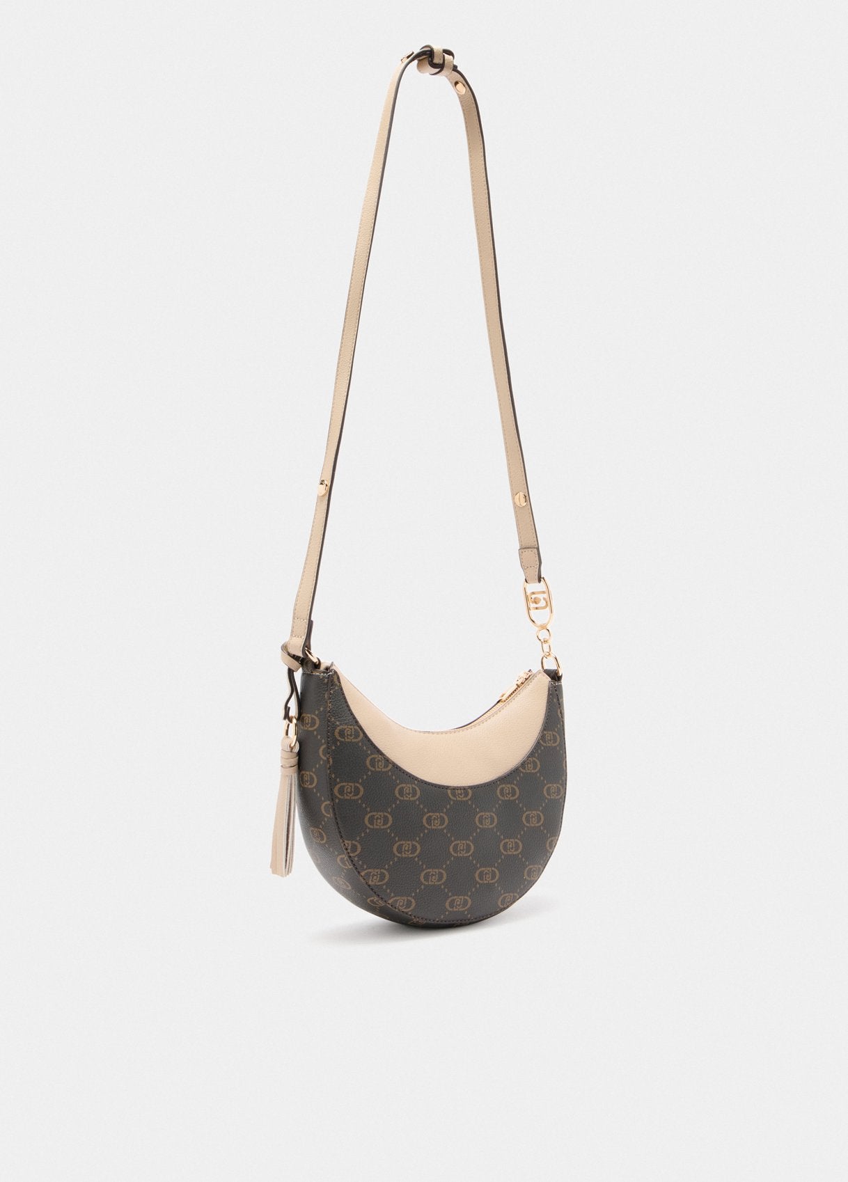 Borsa Hobo Media con Logo / Beige
