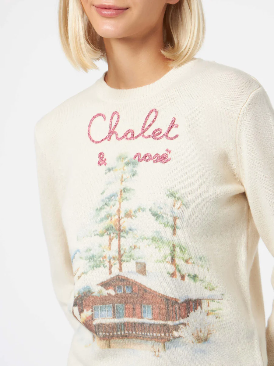 Maglia Girocollo con Stampa / Bianco - Ideal Moda