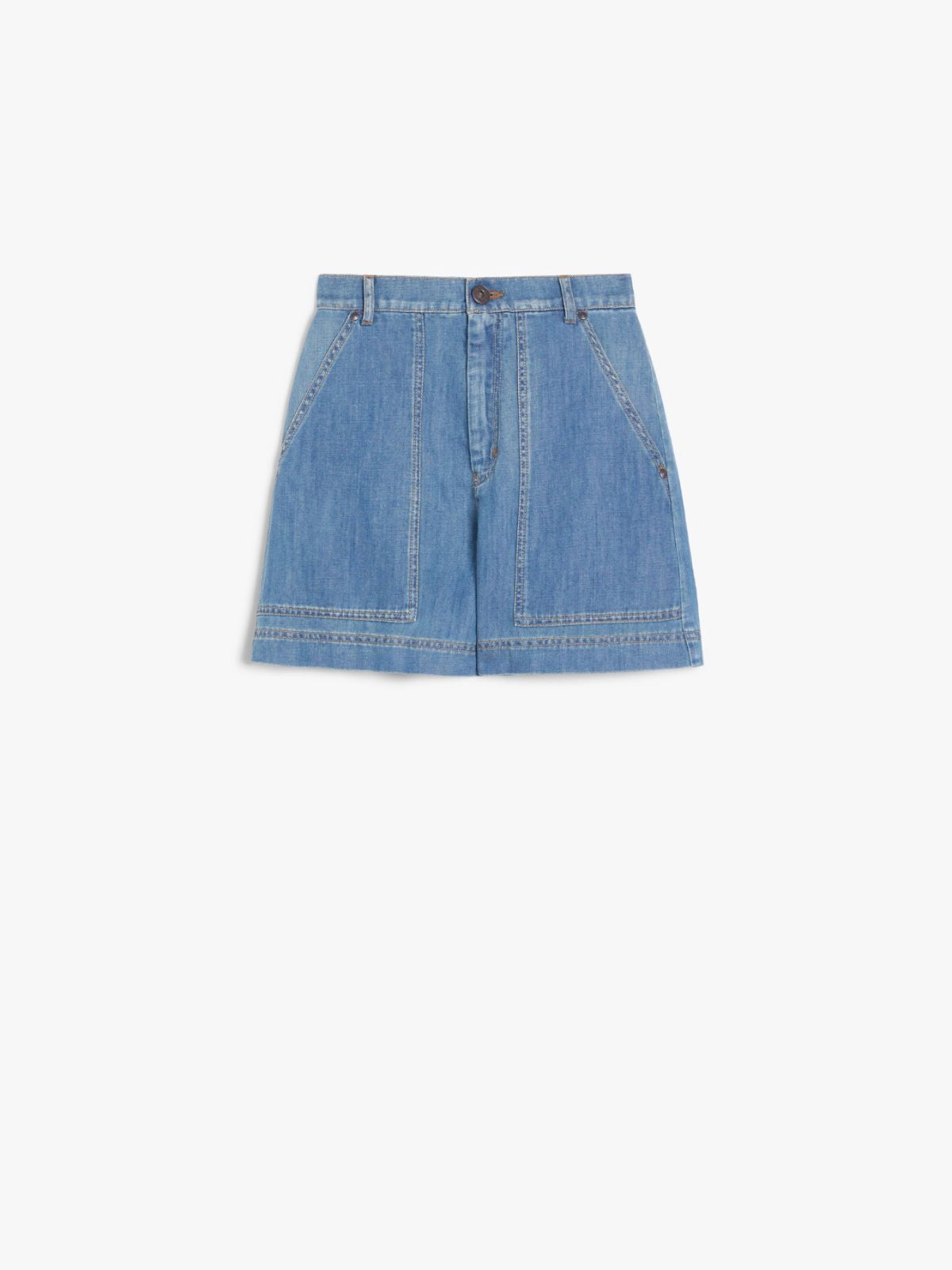 Bermuda in Denim di Cotone e Lino / Jeans