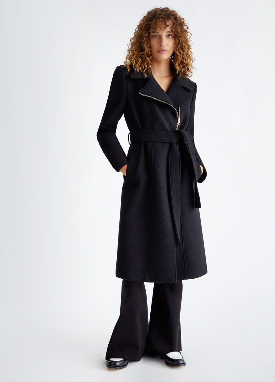 Cappotto con Chiusura Zip / Nero - Ideal Moda
