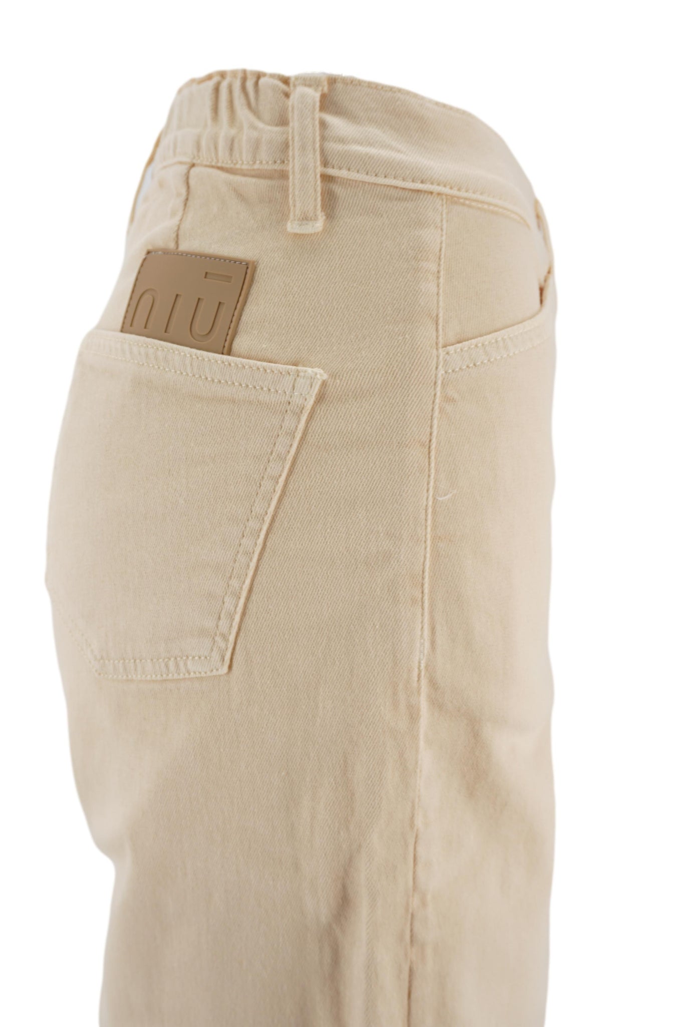 Jeans Cropped Fit con Mezzo Elastico / Beige - Ideal Moda