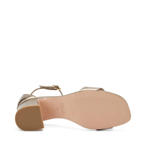 Sandalo con Tacco in Pelle Laminata / Oro - Ideal Moda
