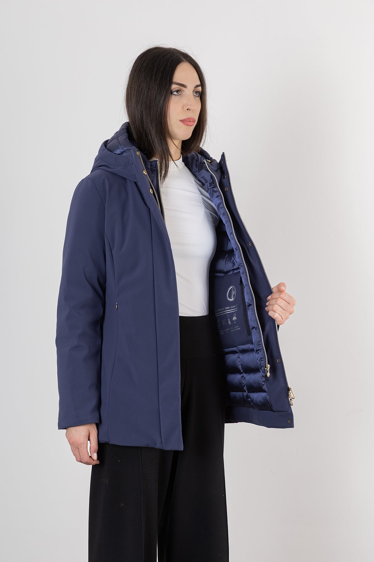 Giubbino in Softshell con Capuccio / Blu