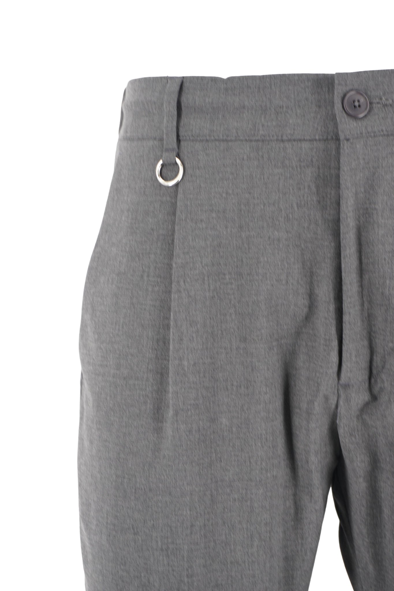 Pantalone in Misto Lana con Pinces / Grigio - Ideal Moda