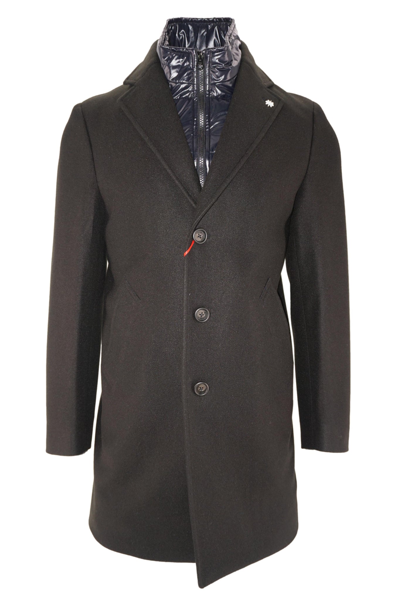 Cappotto con Pettorina / Nero - Ideal Moda