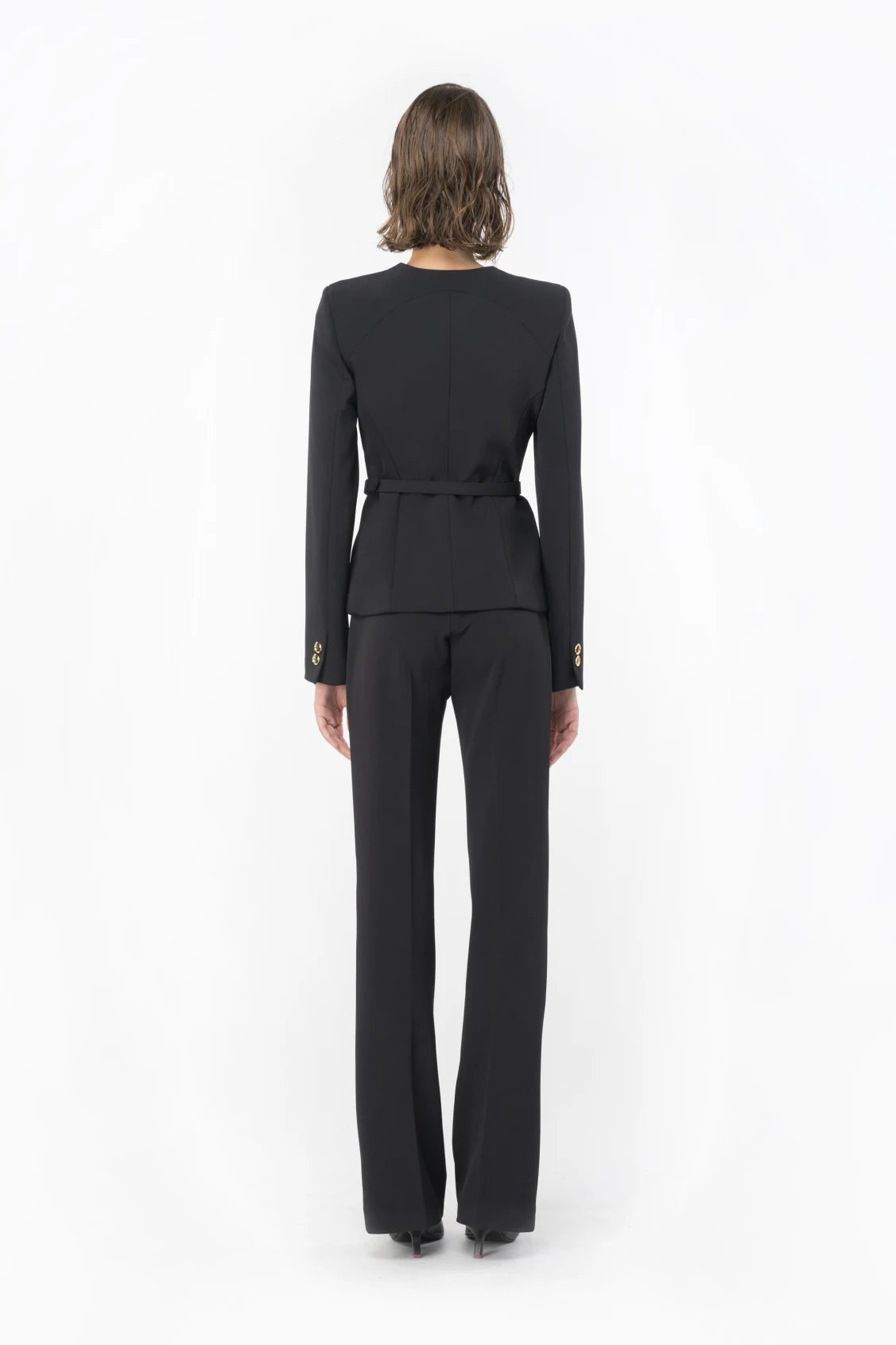Blazer Elegante con Cintura / Nero - Ideal Moda