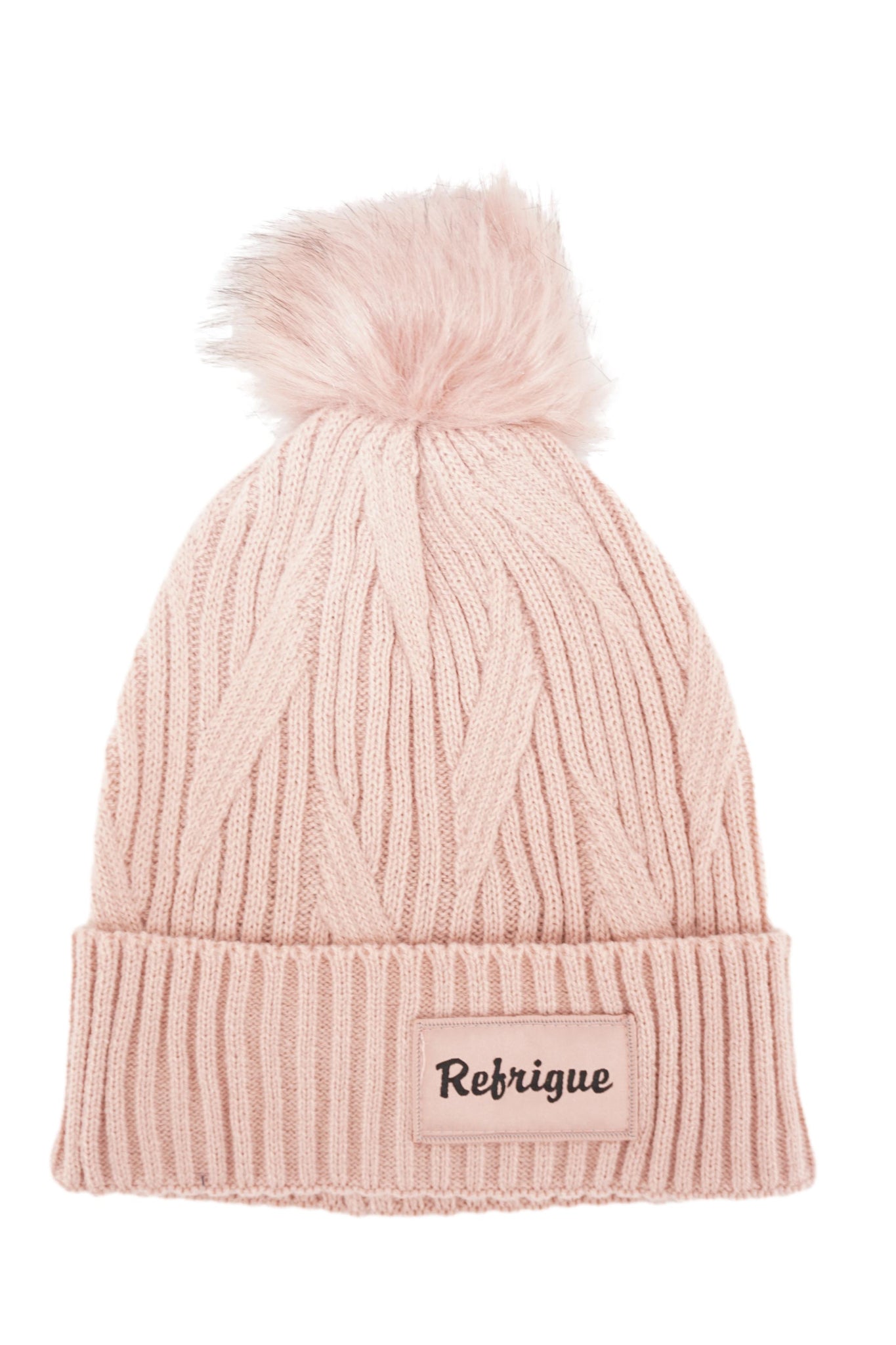 Cappello con Pon Pon in Peluche / Rosa - Ideal Moda