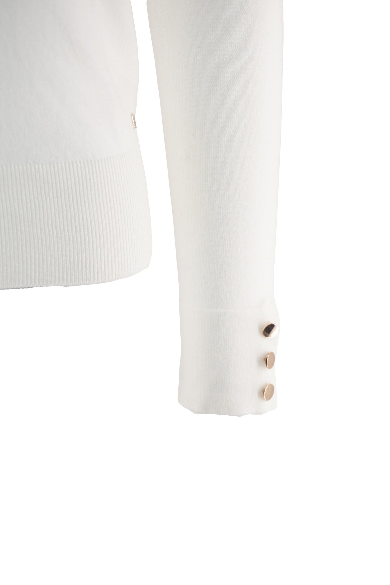 Maglia Dolcevita con Dettaglio Bottoni / Bianco - Ideal Moda