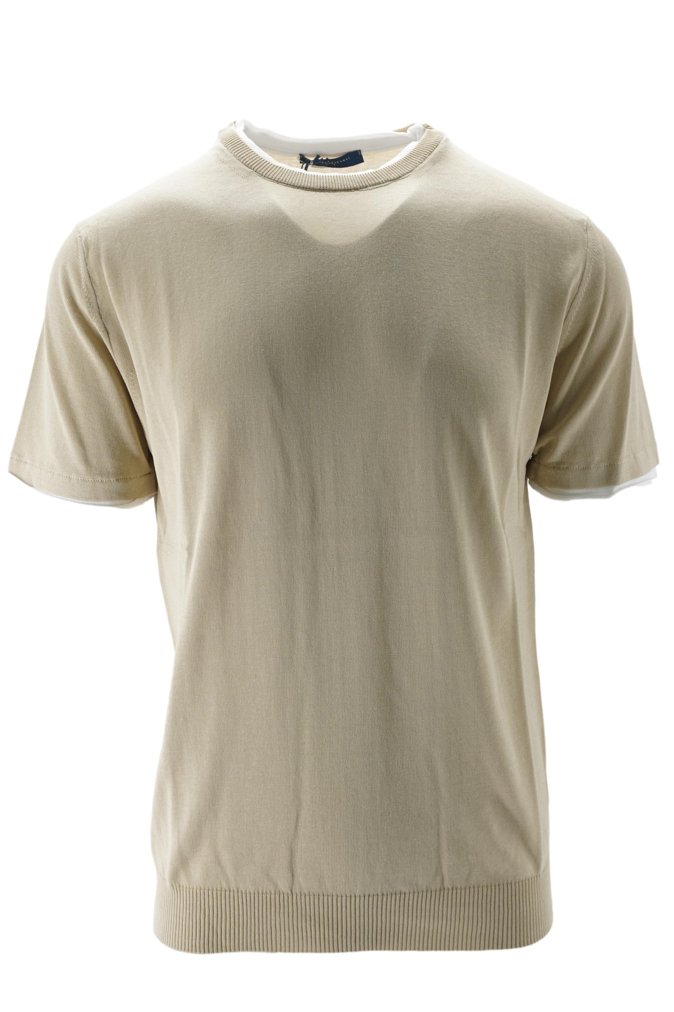 T-Shirt in Filo di Cotone con Dettagli / Beige - Ideal Moda