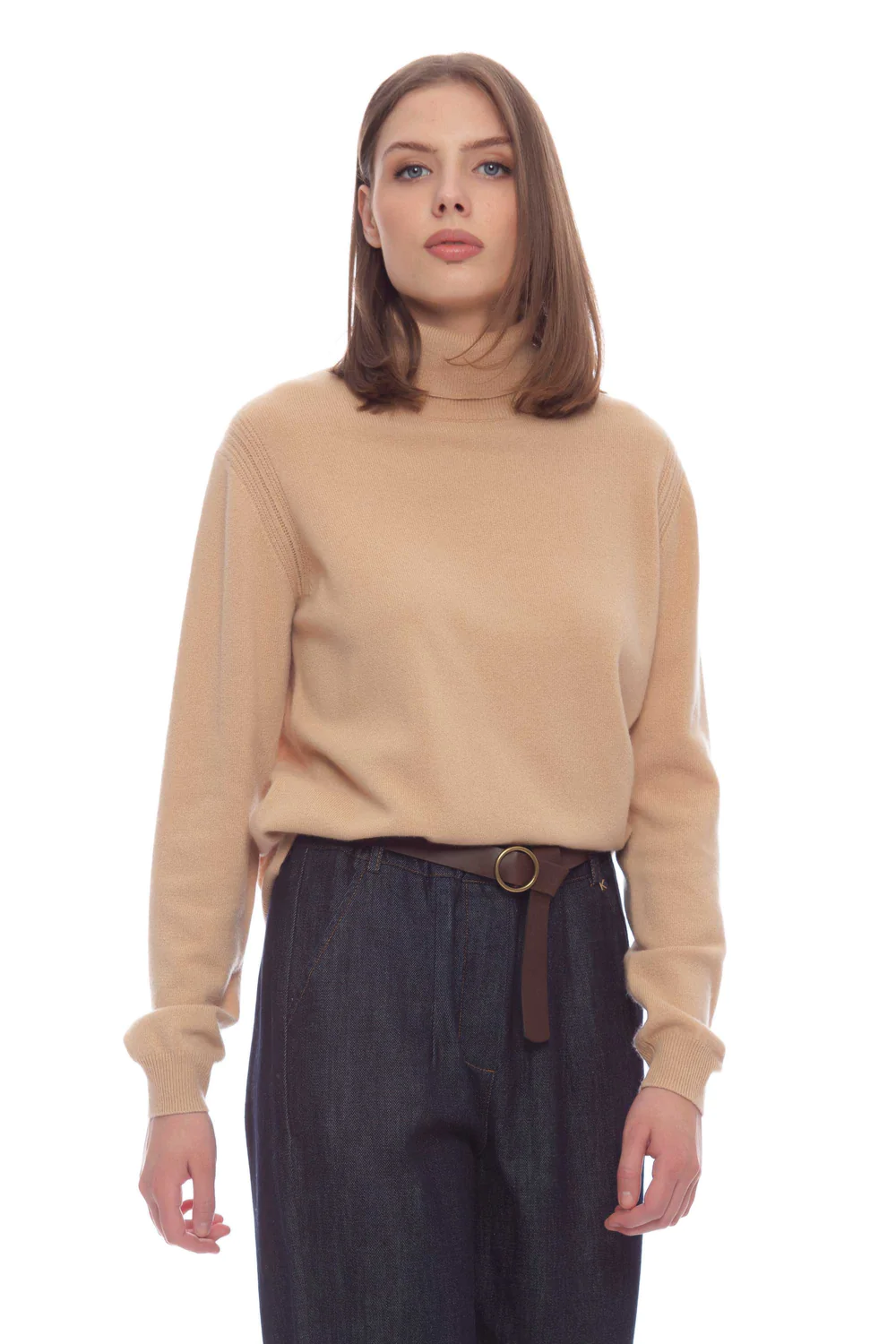 Maglia Dolcevita in Misto Lana / Beige - Ideal Moda