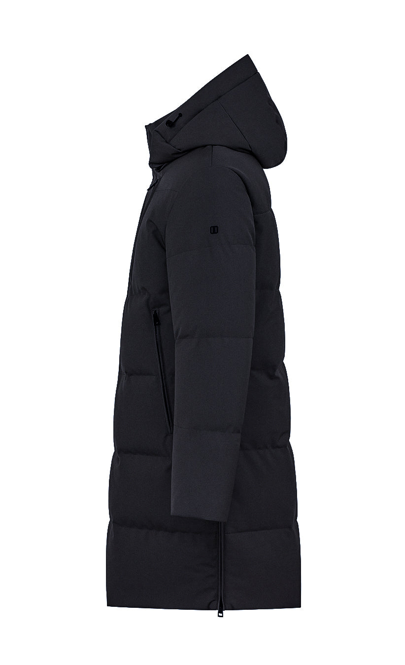 Parka Lungo Trapuntato Effetto Lana / Nero - Ideal Moda
