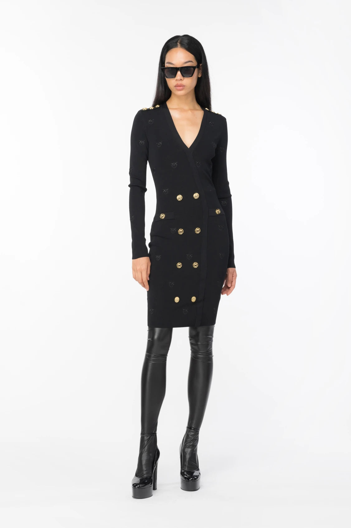 Abito Jacquard con Logo / Nero - Ideal Moda